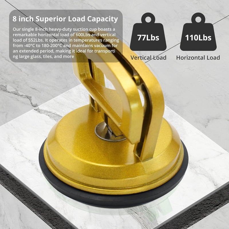 MAKERELE Glass Suction Cup Vacuum Window Lifter 4.7", Yellow Plastic Suction with Handles, for Glass,Tiles, Mirror, Granite Lifting and Objects Moving - Image 4